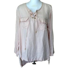 Company Ellen Tracy champagne (light‎ peach) linen tunic, extra large, layering